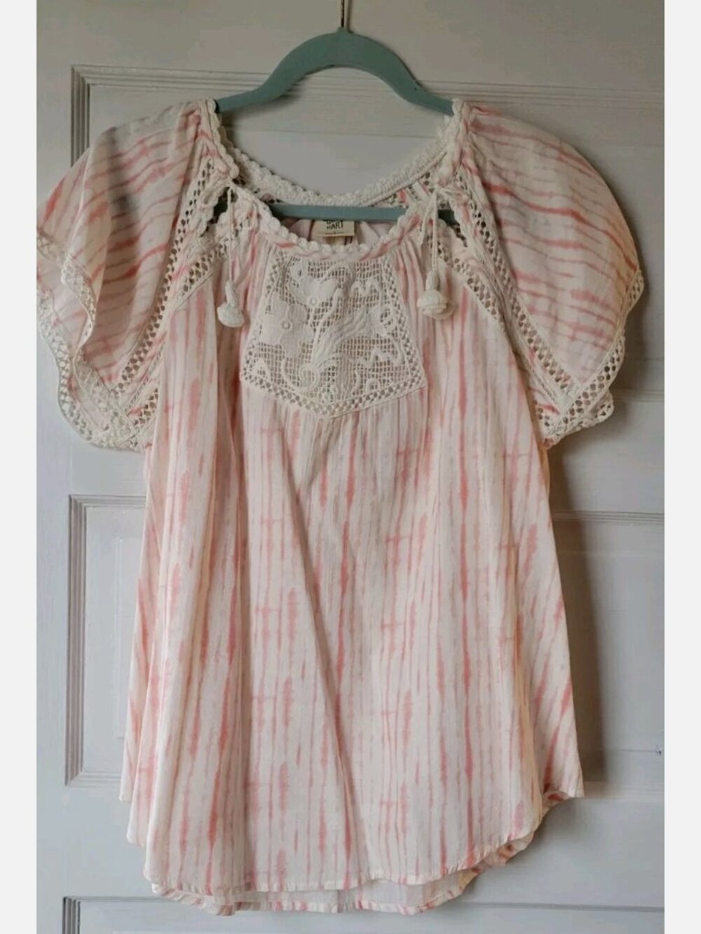 Matilda Jane Good Hart GH Sweet Caroline Tie Dye Blouse with Lace Inset S Small